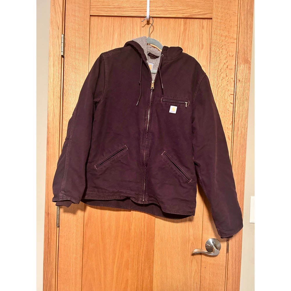 Carhartt WJ141 DWN Sandstone Sierra Sherpa Lined Jacket Deep Wine Purple Women M